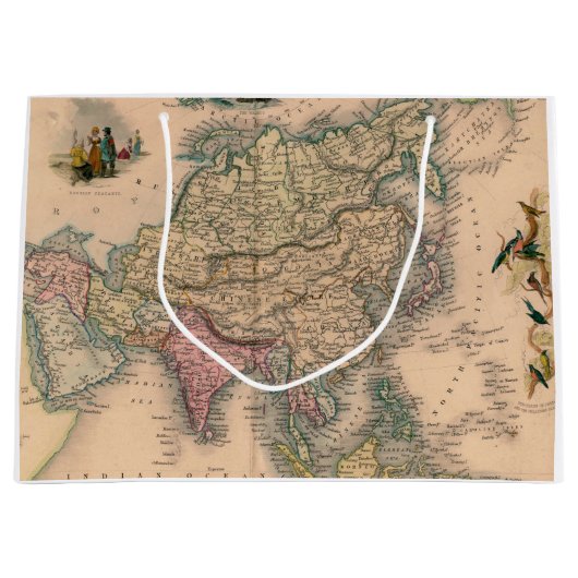 アンティーク古いインスパイア地図(11) ラージペーパーバッグ (正面)