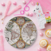アンティーク古いインスパイア地図(12) ペーパープレート (パーティー)