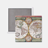 アンティーク古いインスパイア地図(12) マグネット (正面/裏面)