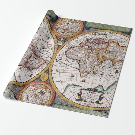 アンティーク古いインスパイア地図(12) ラッピングペーパー (アンロールド)