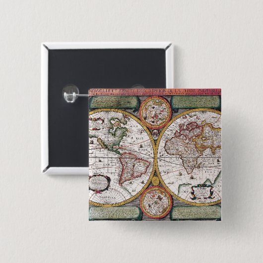 アンティーク古いインスパイア地図(12) 缶バッジ (正面&裏面)