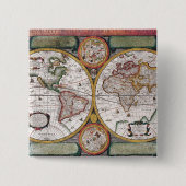 アンティーク古いインスパイア地図(12) 缶バッジ (正面)