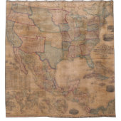 アンティーク古いインスパイア地図(13) シャワーカーテン (正面)