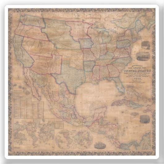 アンティーク古いインスパイア地図(13) シール (正面)