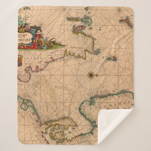 アンティーク古いインスパイア地図(1) シェルパブランケット (正面)