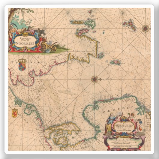 アンティーク古いインスパイア地図(1) シール (正面)