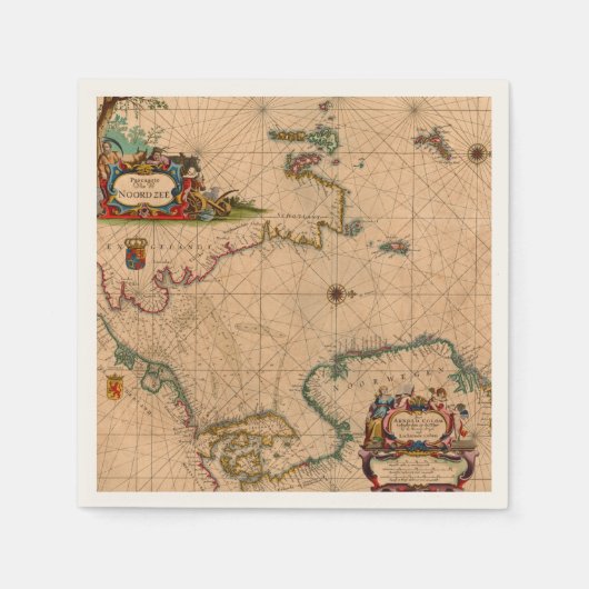 アンティーク古いインスパイア地図(1) スタンダードカクテルナプキン (正面)