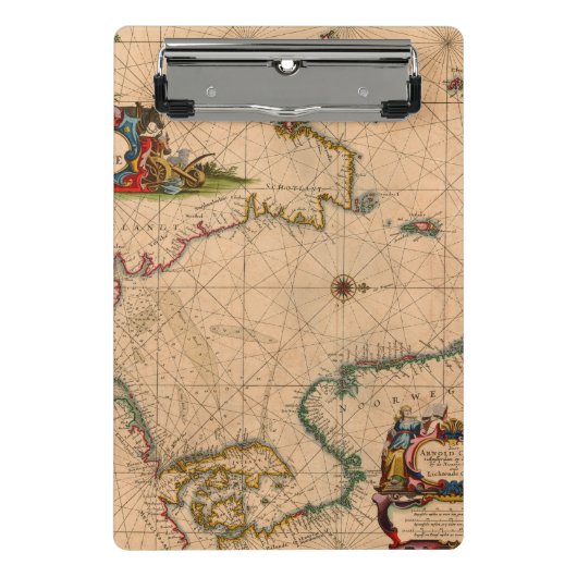 アンティーク古いインスパイア地図(1) ミニクリップボード (正面)