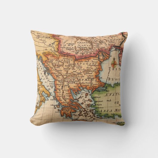 アンティーク古いインスパイア地図(2) クッション (正面)