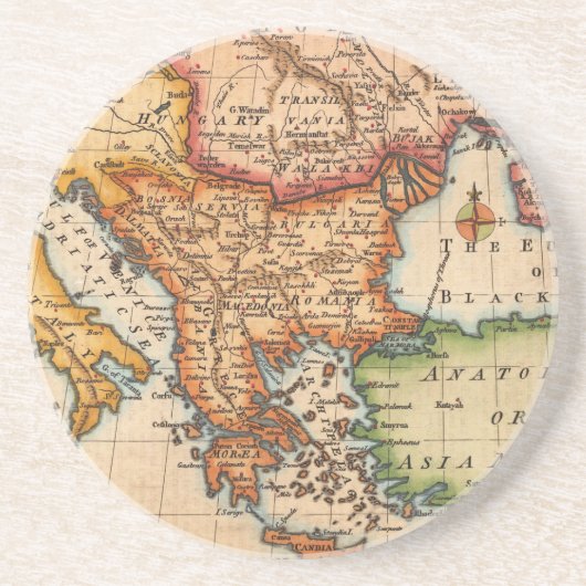 アンティーク古いインスパイア地図(2) コースター (正面)