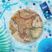 アンティーク古いインスパイア地図(2) ペーパープレート (パーティー)