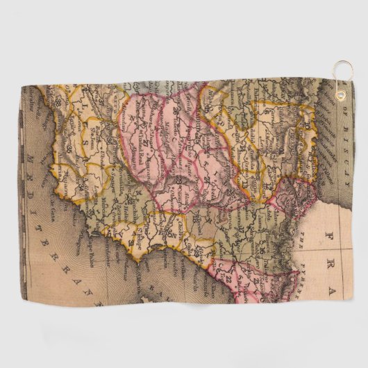 アンティーク古いインスパイア地図(5) ゴルフタオル (横)