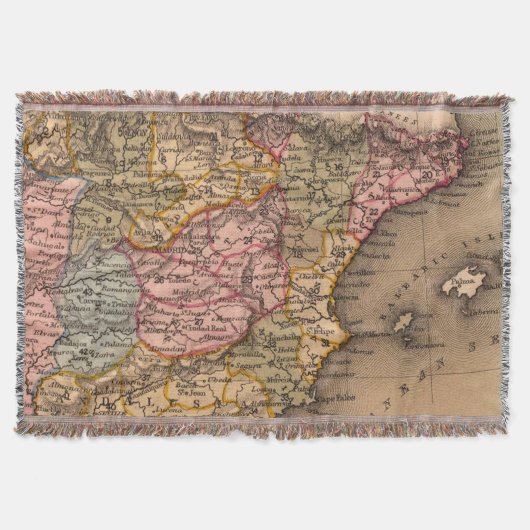 アンティーク古いインスパイア地図(5) スローブランケット (正面)