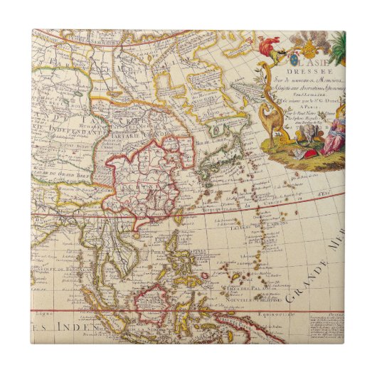 アンティーク古いインスパイア地図(6) タイル (正面)