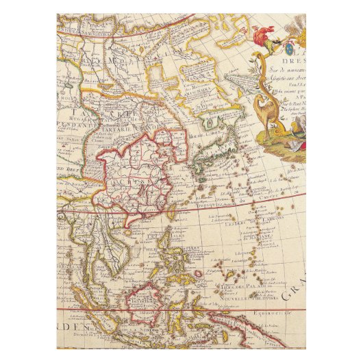 アンティーク古いインスパイア地図(6) テーブルクロス (正面)