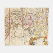 アンティーク古いインスパイア地図(6) フリースブランケット (正面(横))