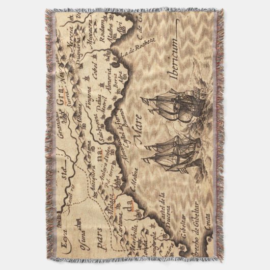 アンティーク古インスパイアい地図(3) スローブランケット (正面縦)