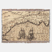 アンティーク古インスパイアい地図(3) スローブランケット (正面)