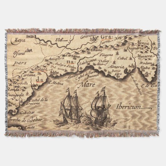 アンティーク古インスパイアい地図(3) スローブランケット (正面)