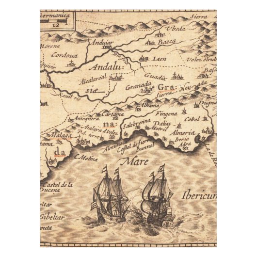 アンティーク古インスパイアい地図(3) テーブルクロス (正面)