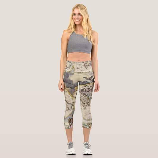 アンティーク古インスパイアい地図(4) カプリレギンス (正面)