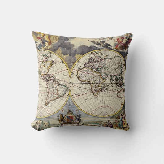 アンティーク古インスパイアい地図(4) クッション (正面)