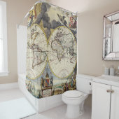 アンティーク古インスパイアい地図(4) シャワーカーテン (インサイチュ)