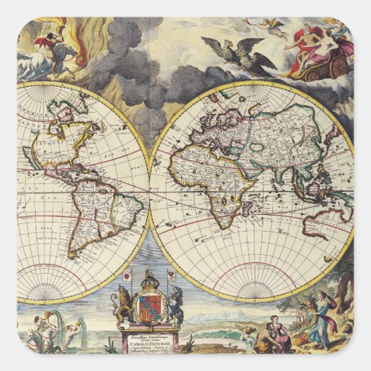 アンティーク古インスパイアい地図(4) スクエアシール (正面)