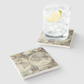 アンティーク古インスパイアい地図(4) ストーンコースター (横)