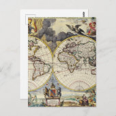 アンティーク古インスパイアい地図(4) ポストカード (正面/裏面)