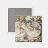 アンティーク古インスパイアい地図(4) マグネット (正面/裏面)