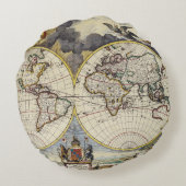 アンティーク古インスパイアい地図(4) ラウンドクッション (裏面)