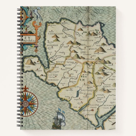 アンティーク古インスパイアい地図(7) ノートブック (正面)