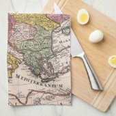 アンティーク古インスパイアい地図(9) キッチンタオル (四つ折り)