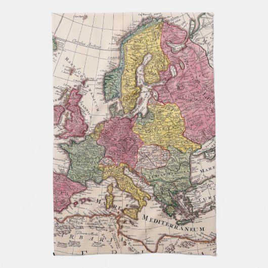 アンティーク古インスパイアい地図(9) キッチンタオル (縦)