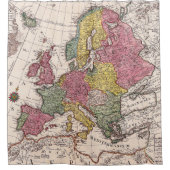 アンティーク古インスパイアい地図(9) シャワーカーテン (正面)