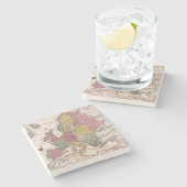 アンティーク古インスパイアい地図(9) ストーンコースター (横)