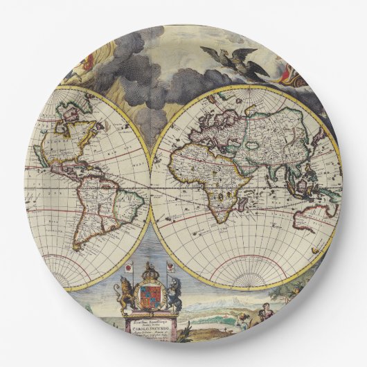 アンティーク古地図にインスパイアされて (4) ペーパープレート (正面)