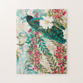 アンティーク図解入りの、写真付きのピーコック&フラワーグランジズ ジグソーパズル (縦)