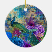 アンティーク図解入りの、写真付きのピーコック&フラワーグランジズ セラミックオーナメント (裏面)