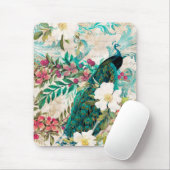 アンティーク図解入りの、写真付きのピーコック&フラワーグランジズ マウスパッド (マウス)