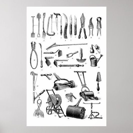 アンティーク園芸工具庭園用品店 ポスター (正面)