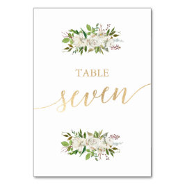 アンティーク園 |フローラ結婚の金ゴールドテーブルカード7 テーブルナンバー