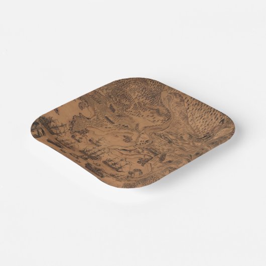 アンティーク地図パイレーツ誕生日パーティー ペーパープレート (傾斜あり)