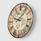 アンティーク地図壁時計 ラージ壁時計 (傾斜)