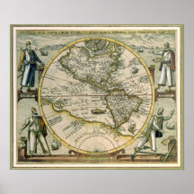 アンティーク地図，アメリカ・シブ・ノヴス・オルビス， 1596