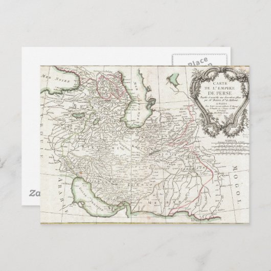 アンティーク地図 – イラン・アフガニスタン・イラク ポストカード (正面/裏面)