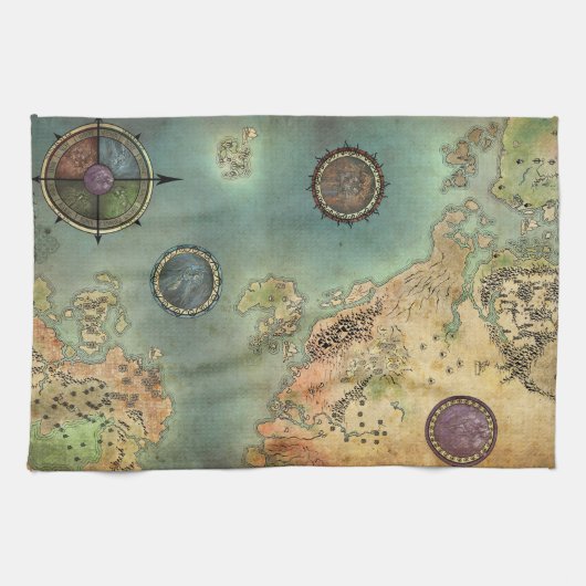 アンティーク地図 キッチンタオル (横)