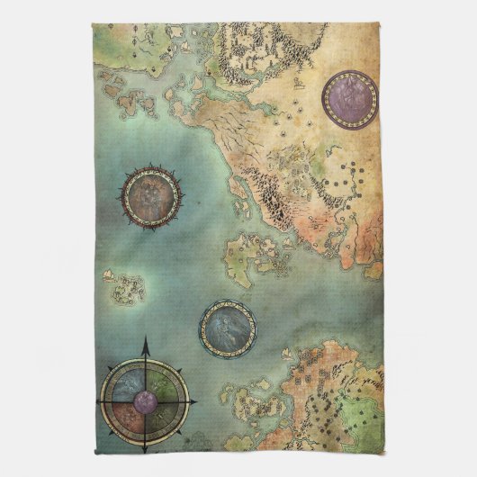 アンティーク地図 キッチンタオル (縦)