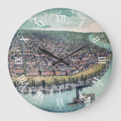 アンティーク地図 セントルイス ミズーリ州 ミシシッピ川 ラージ壁時計 (正面)